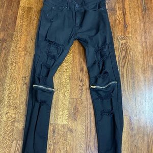 Black denim ripped jeans